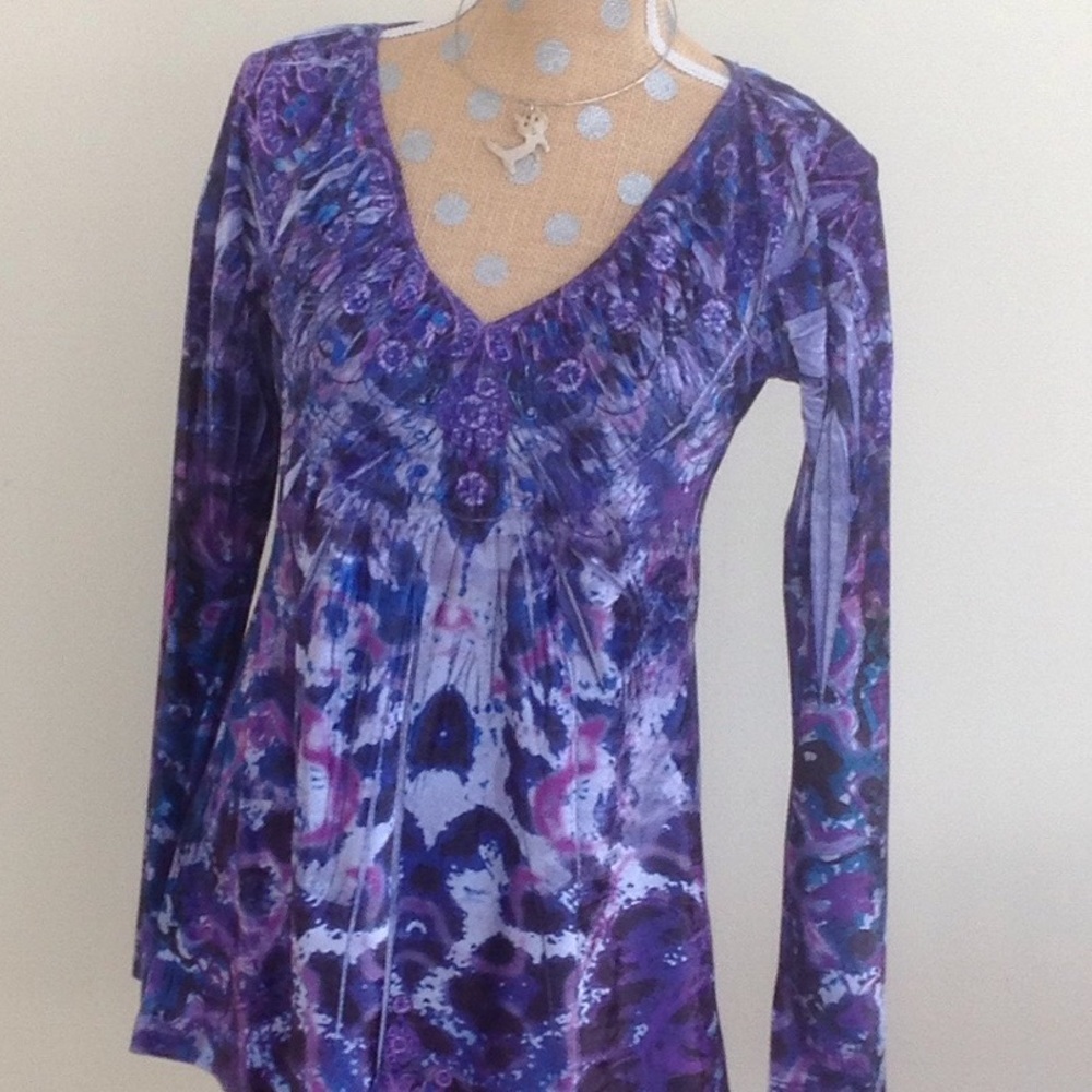 Purple V-neck Shirt